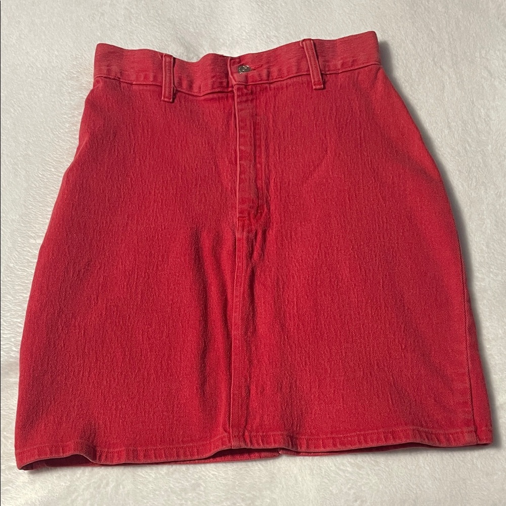 Vintage Women’s Denim 98% Cotton 2% Spandex Chic Red Pencil Skirt